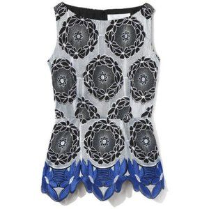THAKOON ADDITION Sleeveless Floral Lace Hem Top